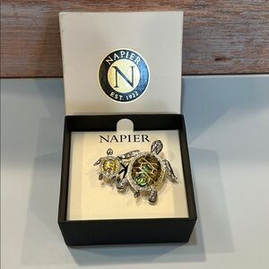 Napier Sea Turtle Mom and baby Brooch